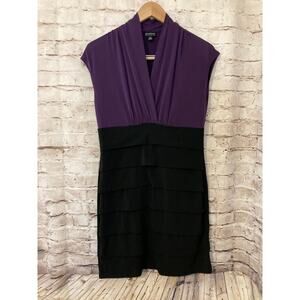 Enfocus Studio Dress Womens 12 Sheath Black Purple Colorblock Sleeveless Stretch